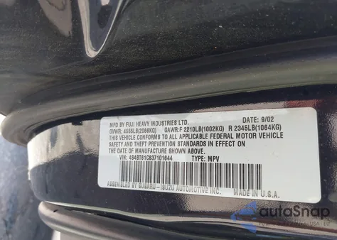 2003 Subaru Baja z USA, uszkodzony, nr VIN 4S4BT61C637101644